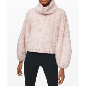 Lululemon Womens Cowl Neck Sherpa Pullover XS/S Heathered Copper Clay Oversized